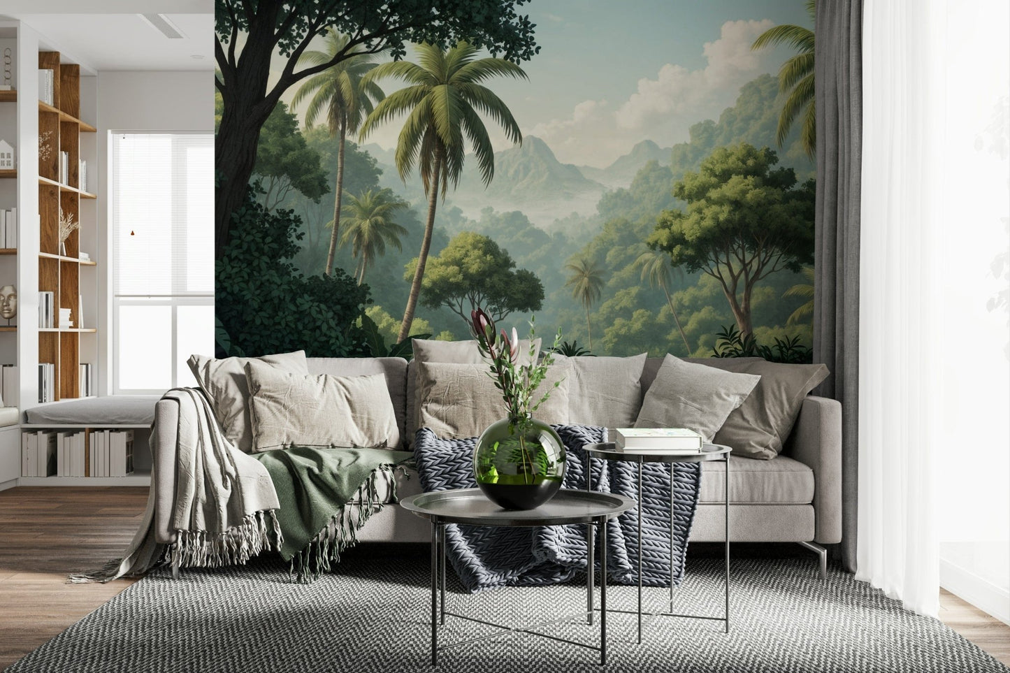 Detailed Palm Vista wall mural for a spa-like bathroom environment., GD7884