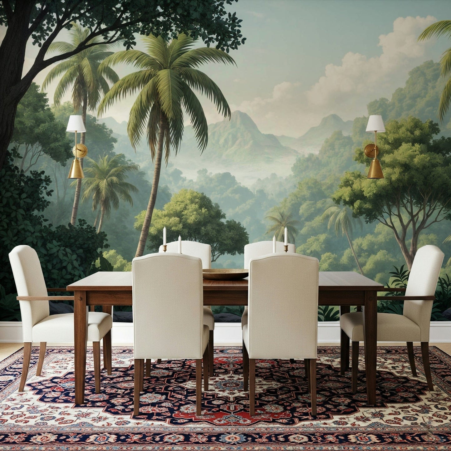 Palm Vista wallpaper with botanical patterns for a relaxed bedroom., GD7884