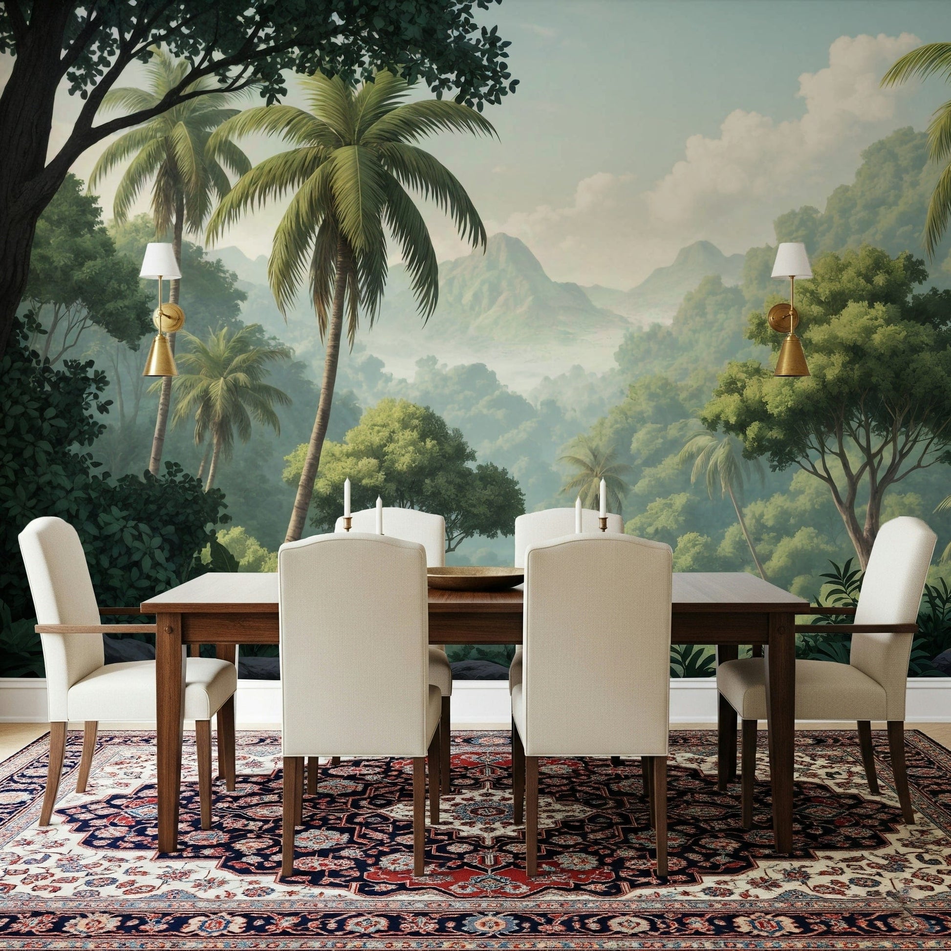 Palm Vista wallpaper with botanical patterns for a relaxed bedroom., GD7884