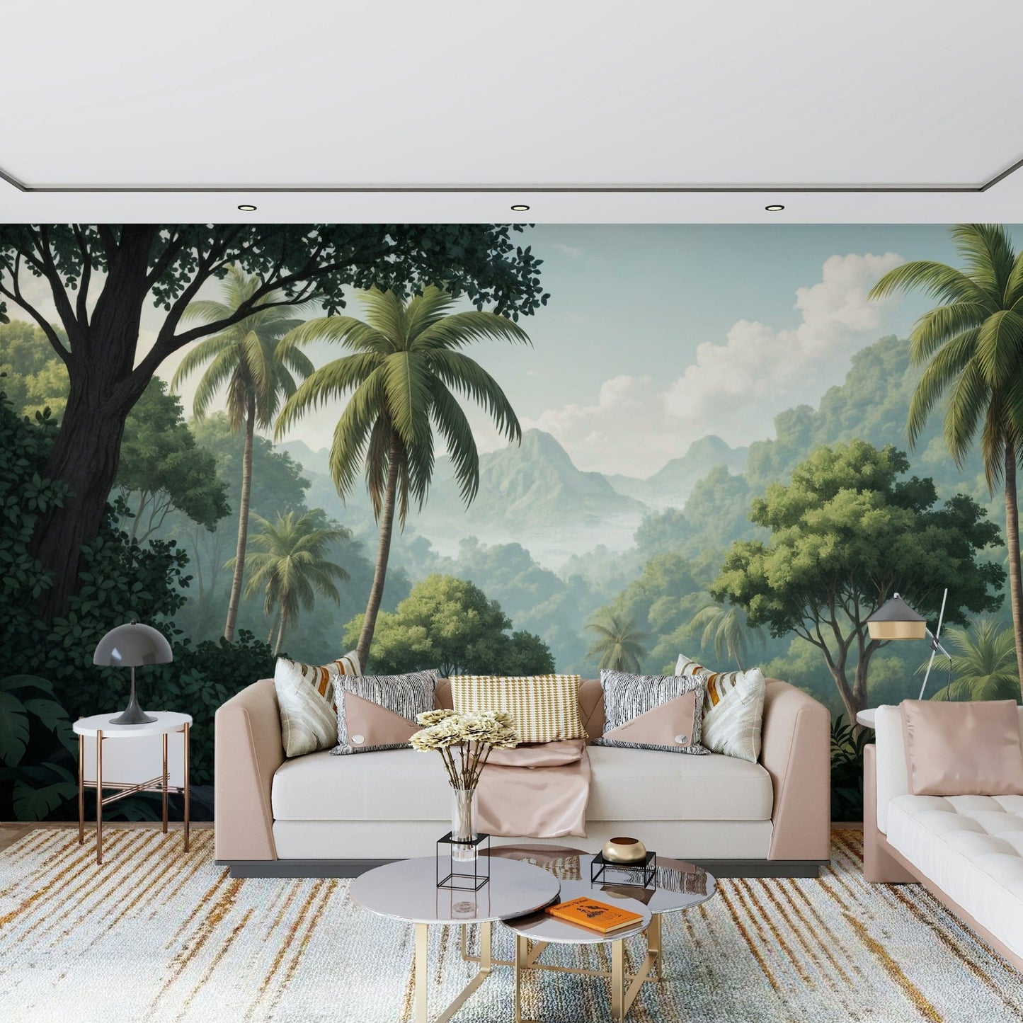Palm Vista wallpaper for a vibrant accent wall in a nursery., GD7884
