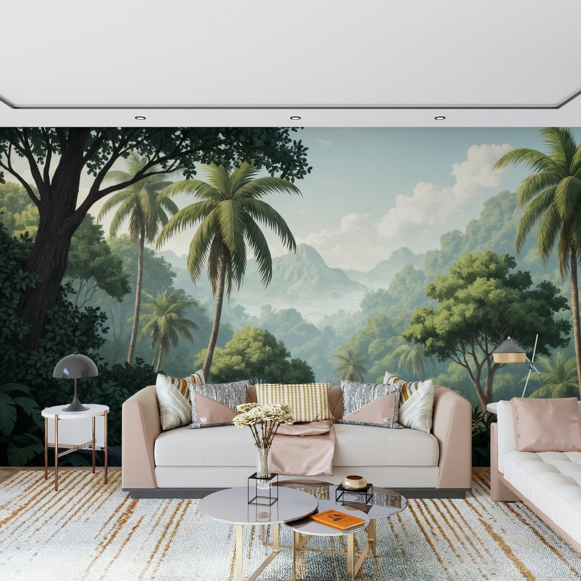 Palm Vista wallpaper for a vibrant accent wall in a nursery., GD7884