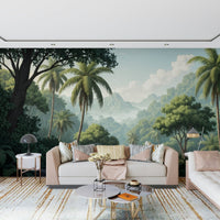 Palm Vista wallpaper for a vibrant accent wall in a nursery., GD7884
