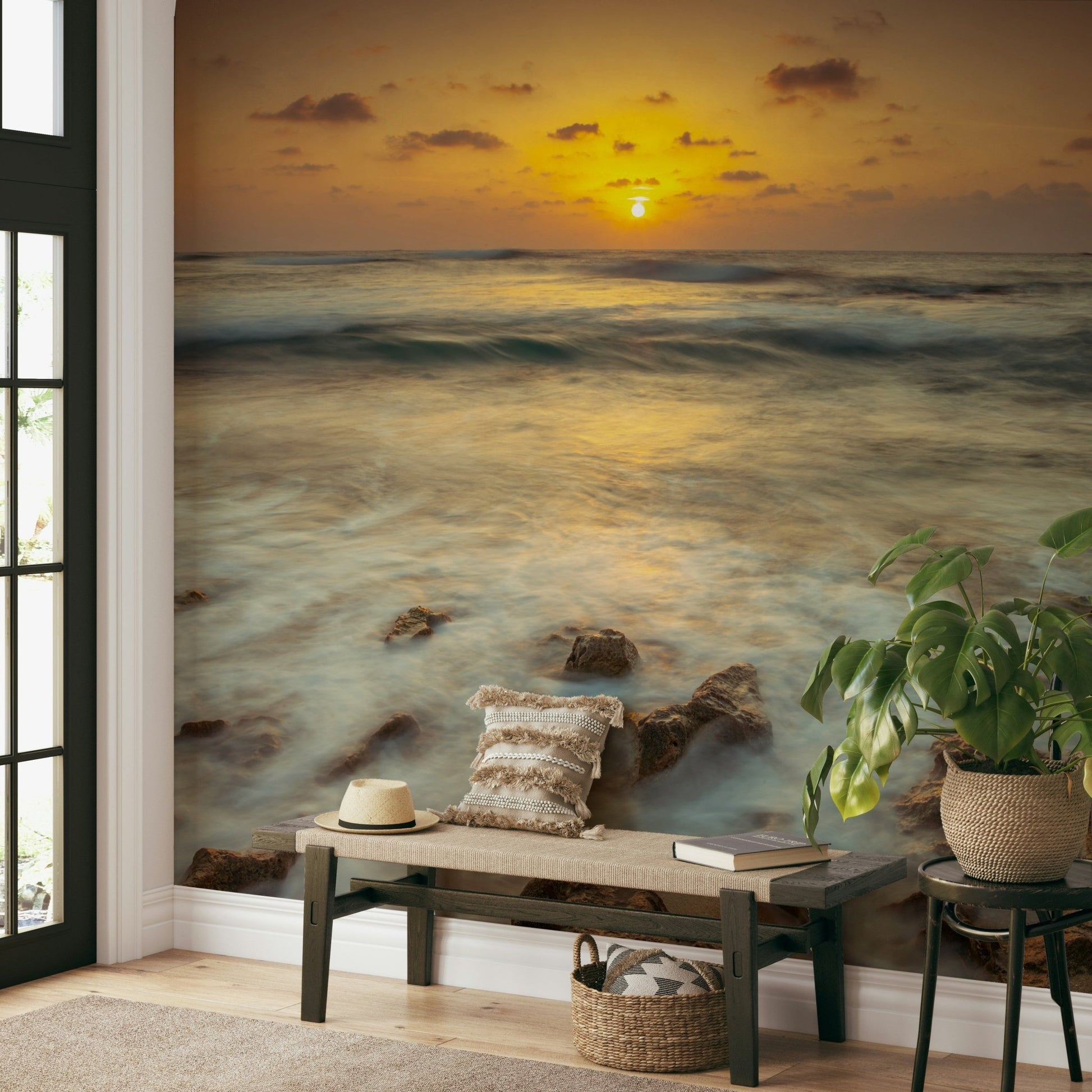 Golden sunset over Palmachim Beach wall mural

