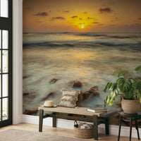 Golden sunset over Palmachim Beach wall mural


