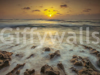 Non-woven mural showing beach at sunset

