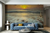 Coastal rock formations at sunset in wall mural

