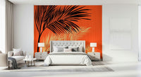 Bedroom paired with Palms at Sunset wall mural for a bold coastal mood