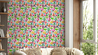 Palms Garden colorful kids wallpaper design

