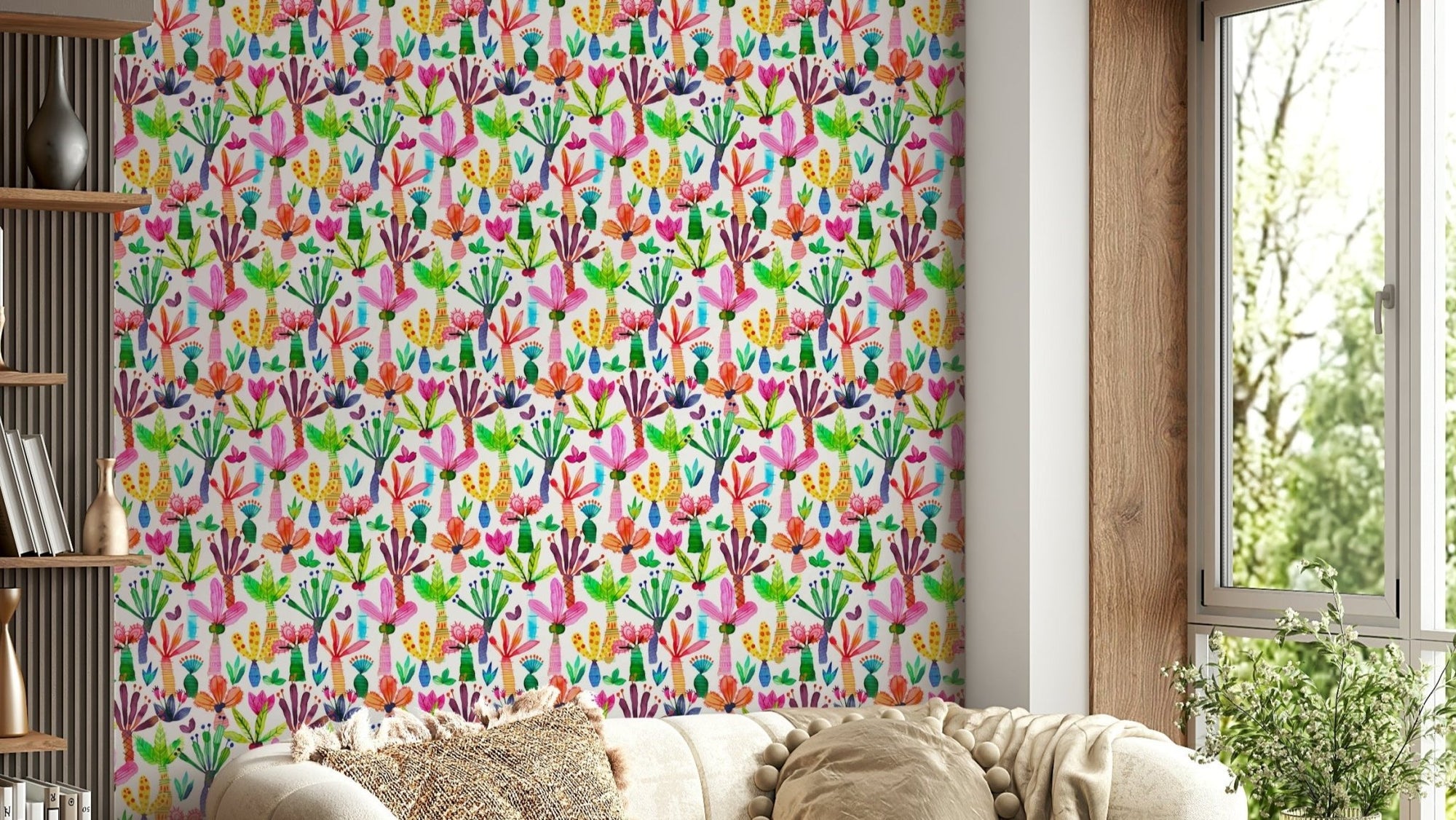 Palms Garden colorful kids wallpaper design, GD979