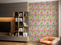 Colorful kids wall mural with garden theme

