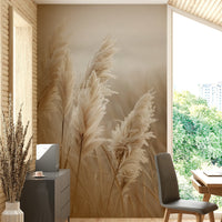 Serene pampas grass along the seaside mural

