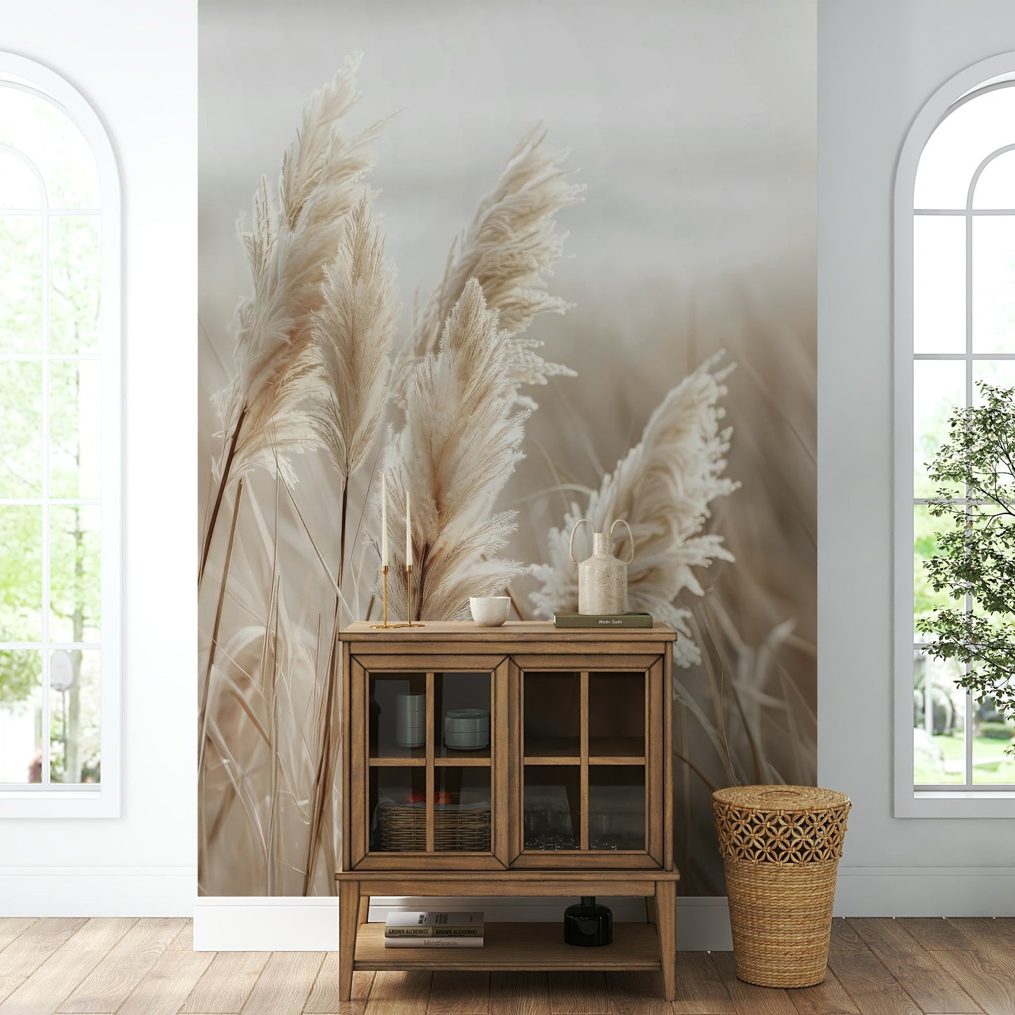 Beachy pampas grass mural to enhance your space

