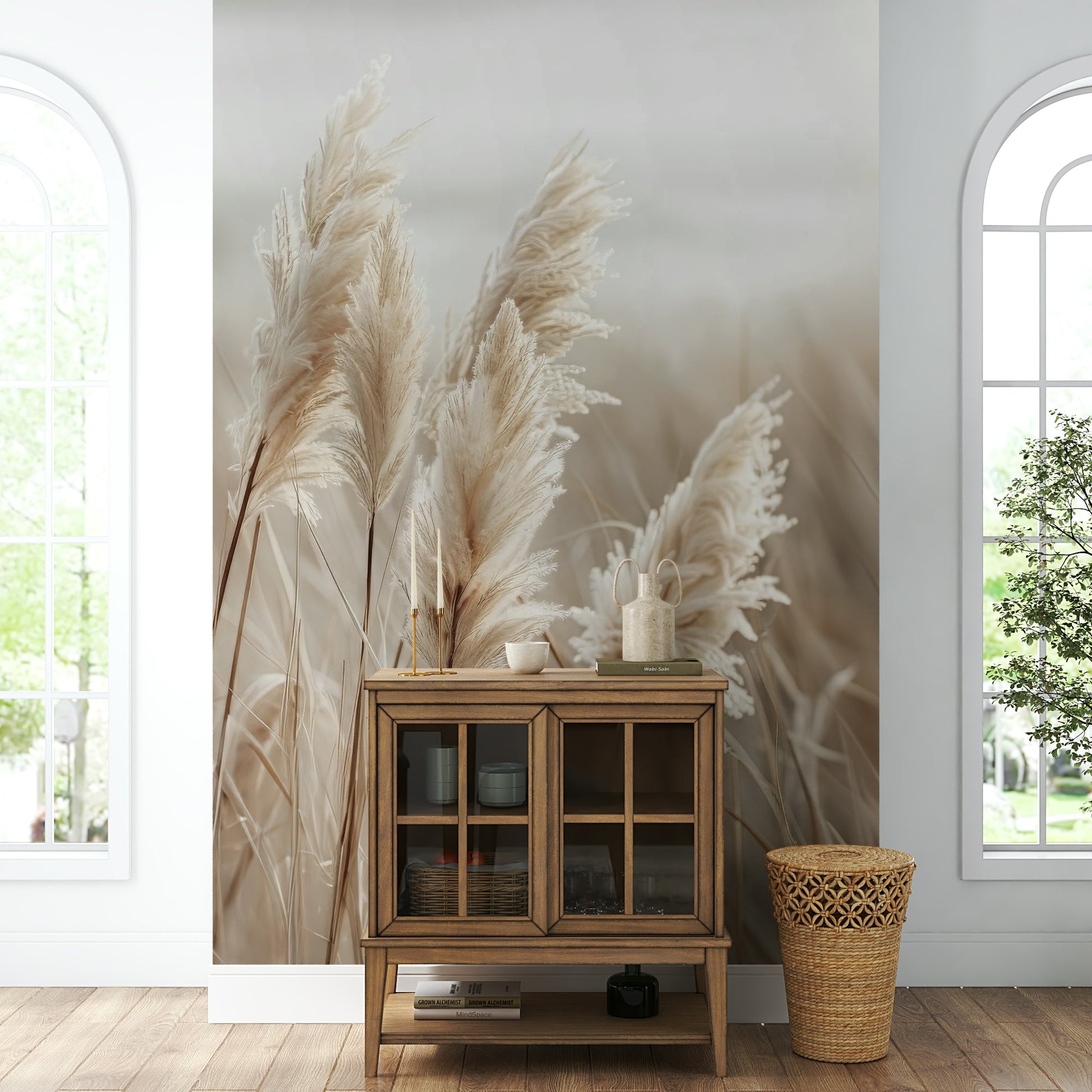 Beachy pampas grass mural to enhance your space

