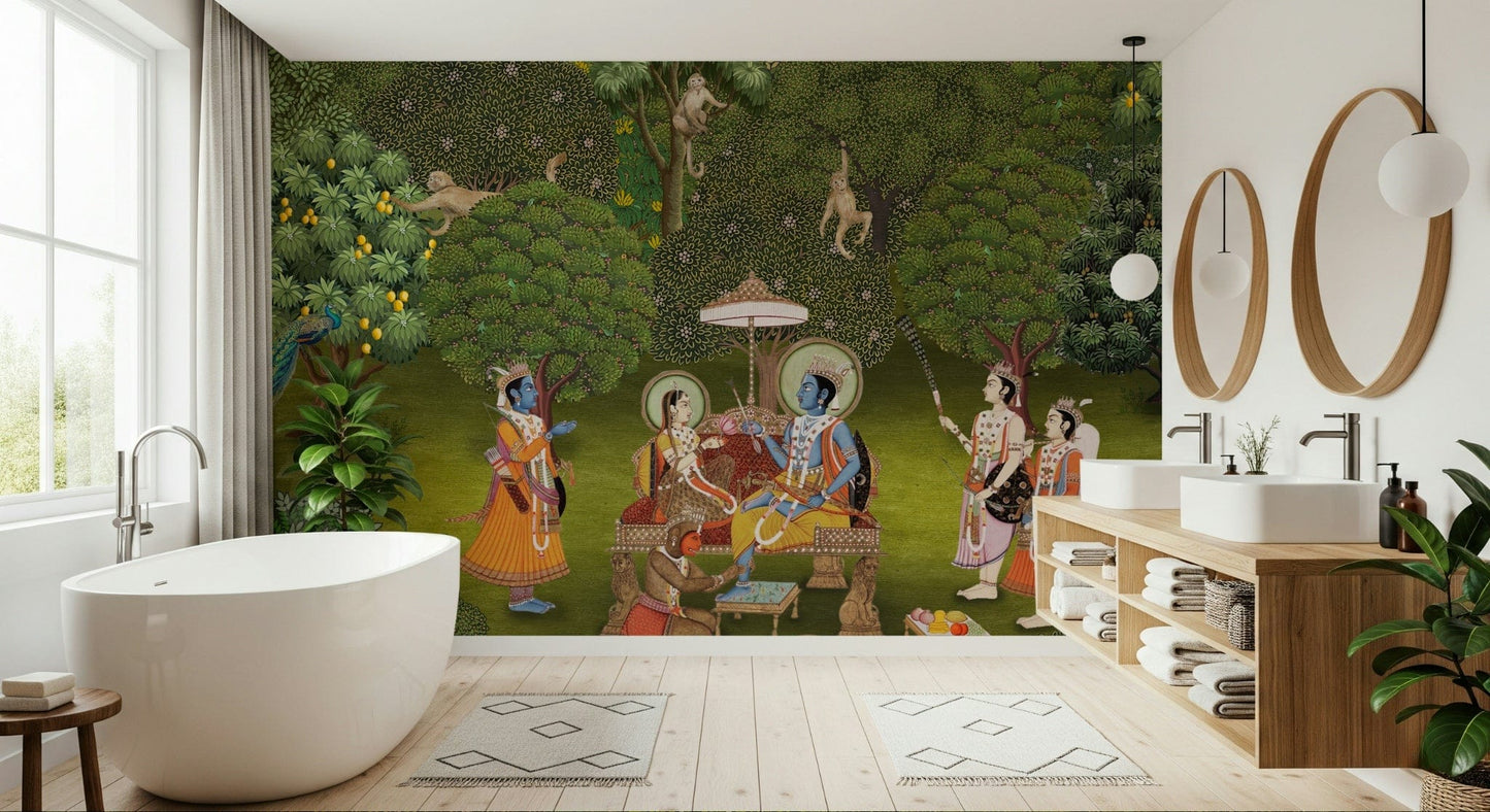 Panchavati Vihar mural design showing leafy forms and layered depth