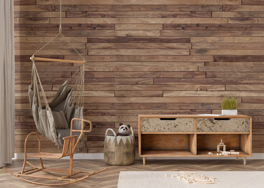 Rustic wooden and brick panorama mural B203
