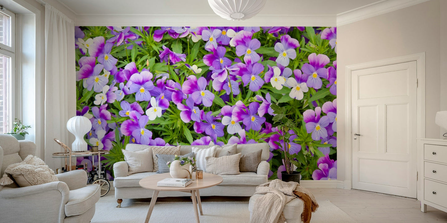 Colorful flower mural with natural layout
