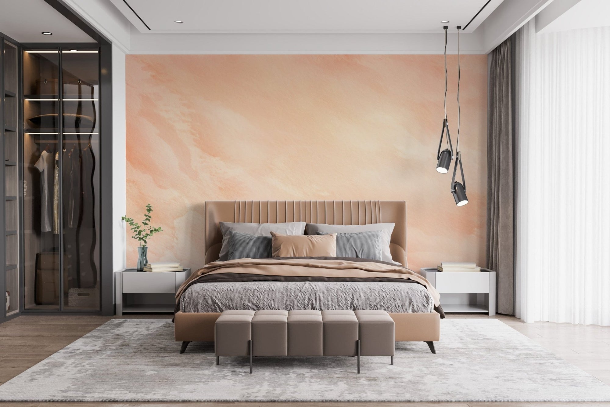 Peach fusion wallpaper for bedrooms, B475-1
