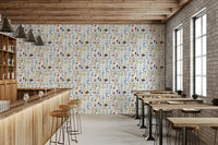 Pattern of food jars and utensils

