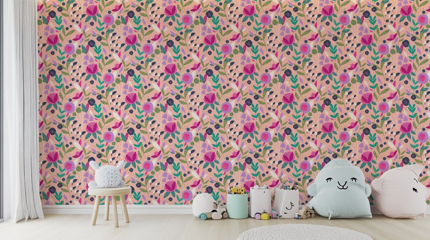 Nursery wallpaper with soft florals

