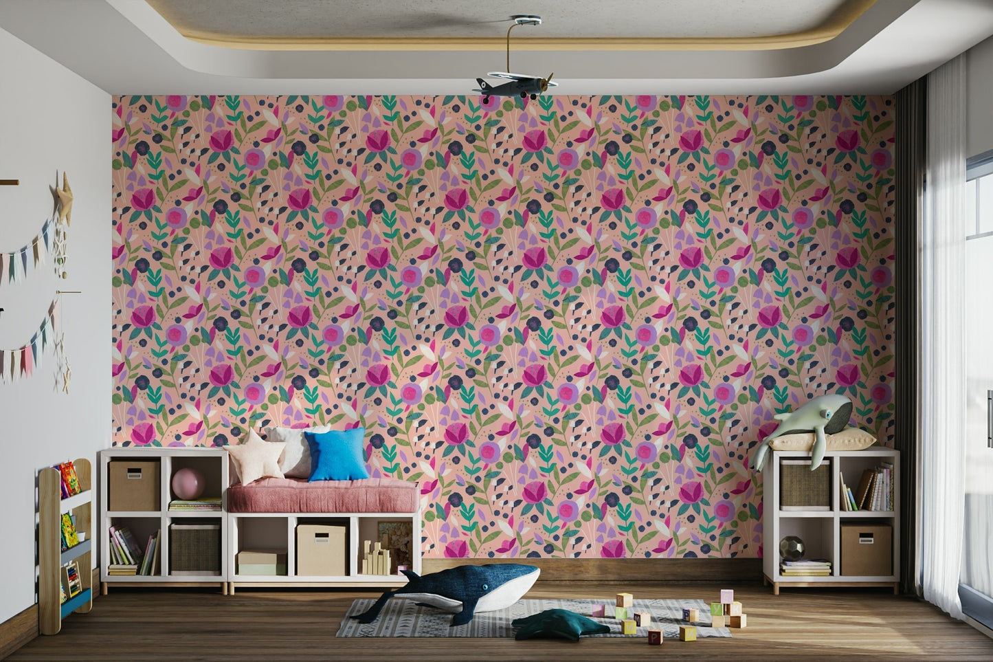 Soft pastel floral wallpaper for walls

