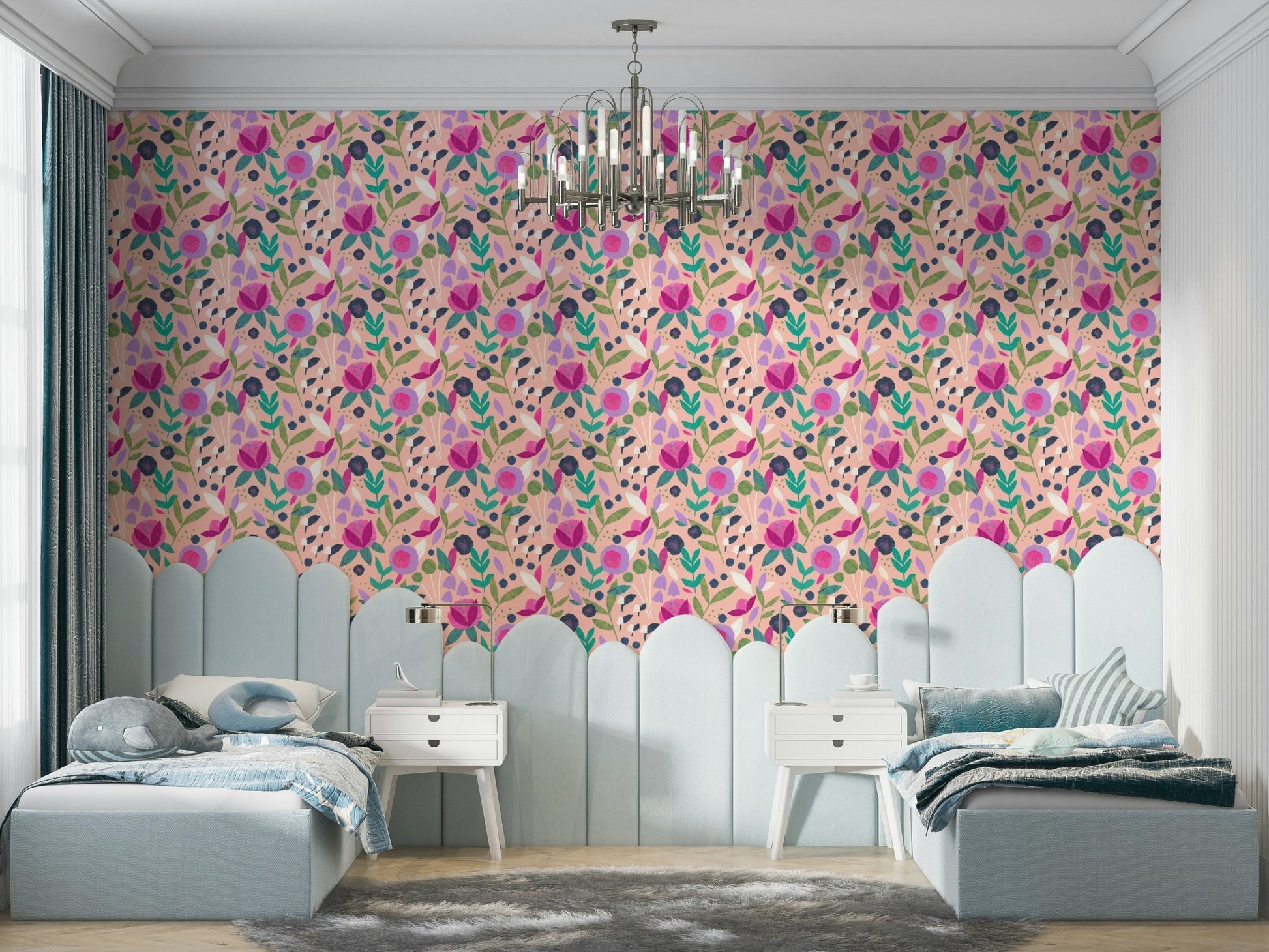 Wallpaper for walls with paper petals

