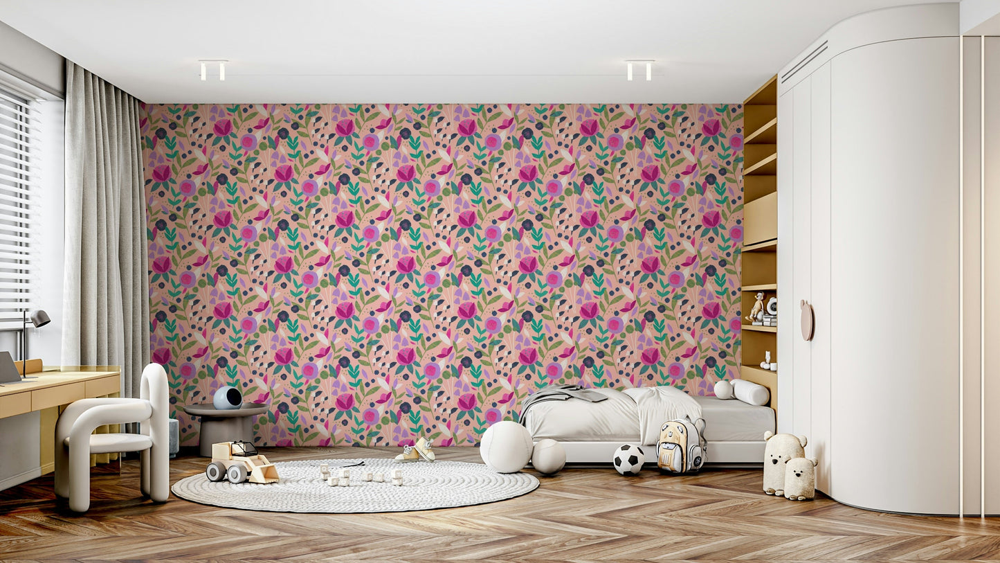 Paper Flowers wall mural

