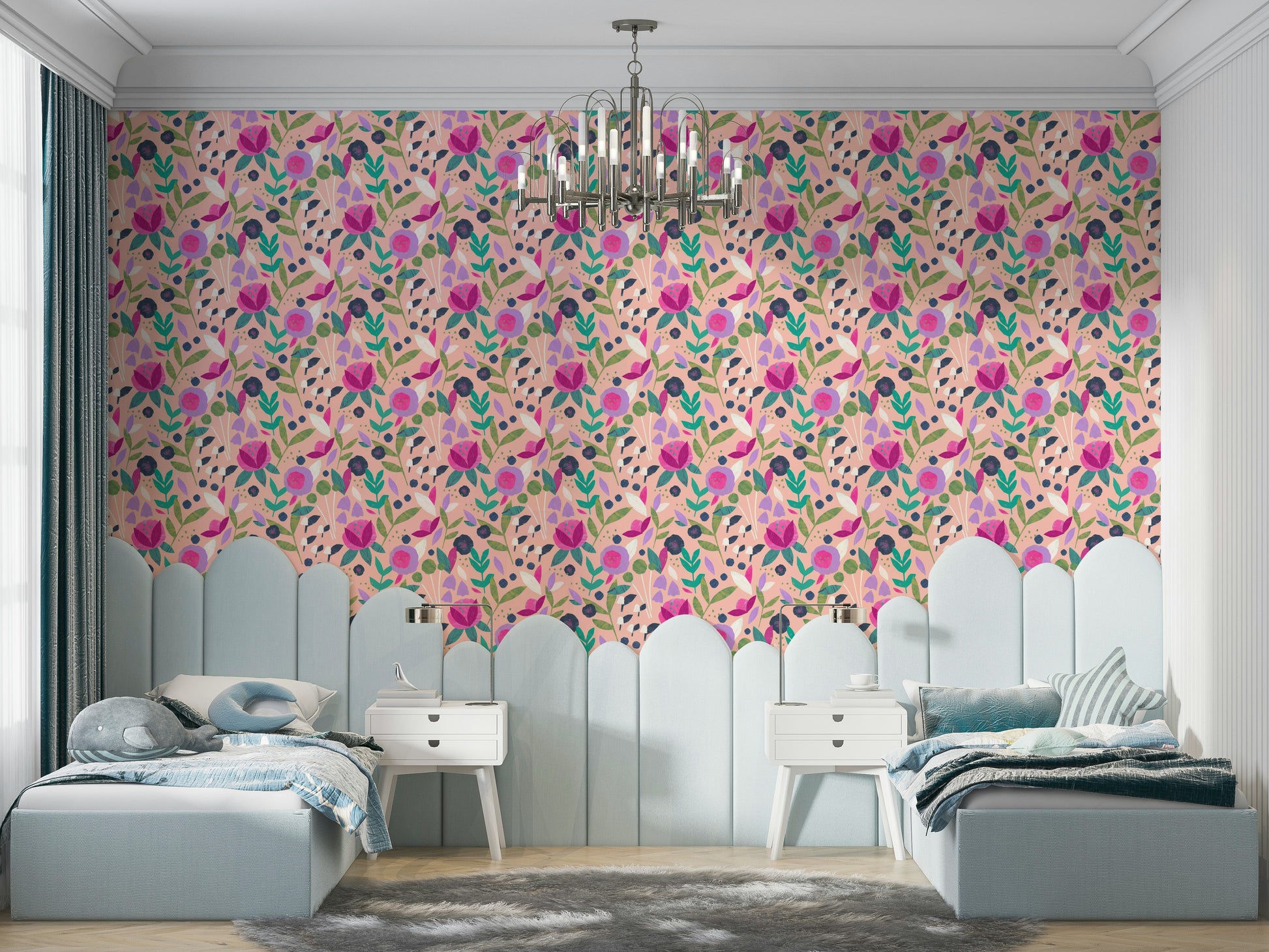 Wallpaper for walls with paper petals

