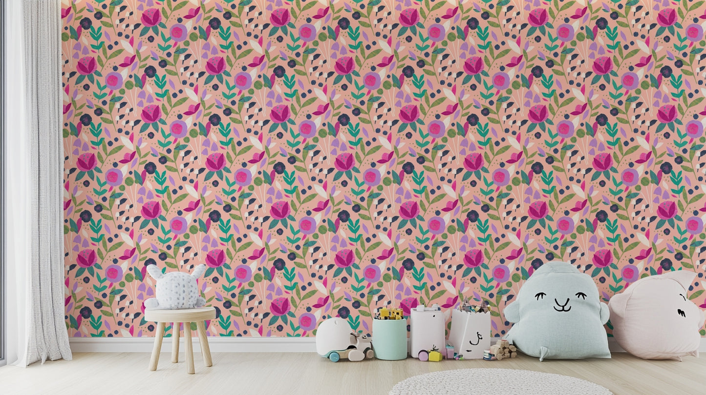 Nursery wallpaper with soft florals

