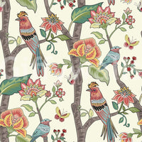 Flamboyant Paradise Perch wallpaper for walls with whimsical flora.