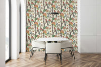 Peppy wallpaper design featuring striking and whimsical Perch fowl.