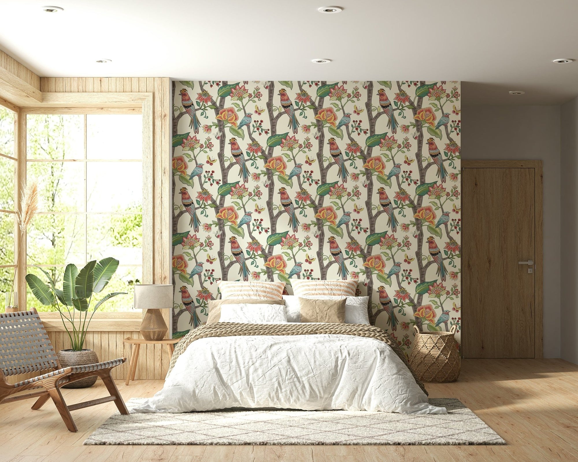 Exotic, quaint Paradise Perch wallpaper, curious birds, and butterflies., GD6624
