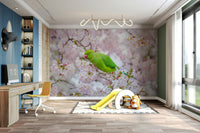 Cheerful birds and flowers on wall mural

