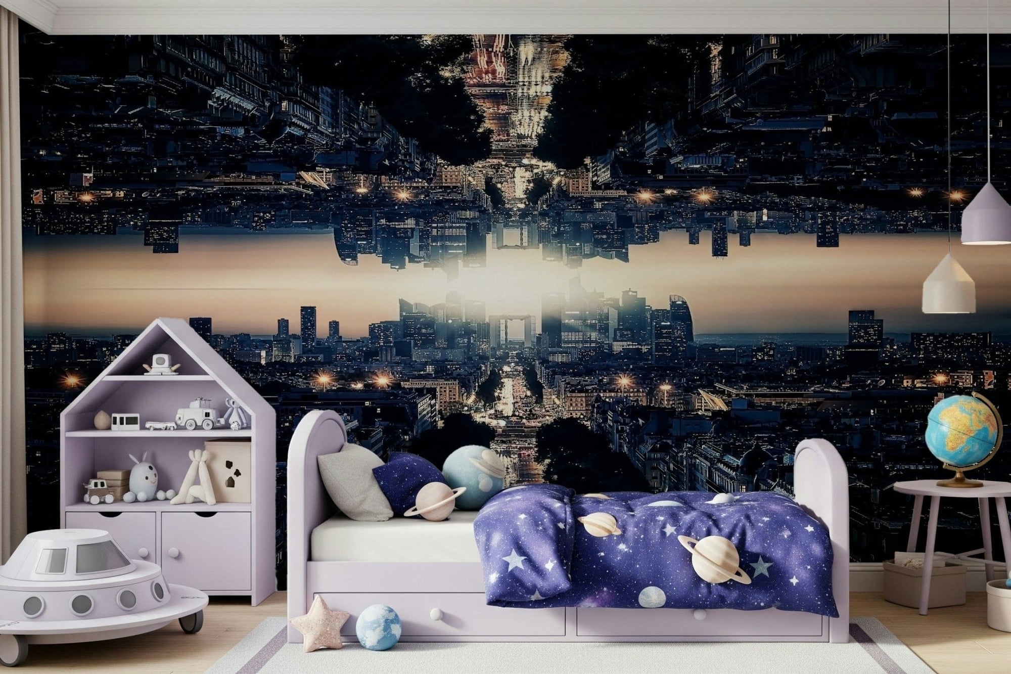 Symmetrical cityscape Parallel Universe peel and stick wallpaper., GD7499