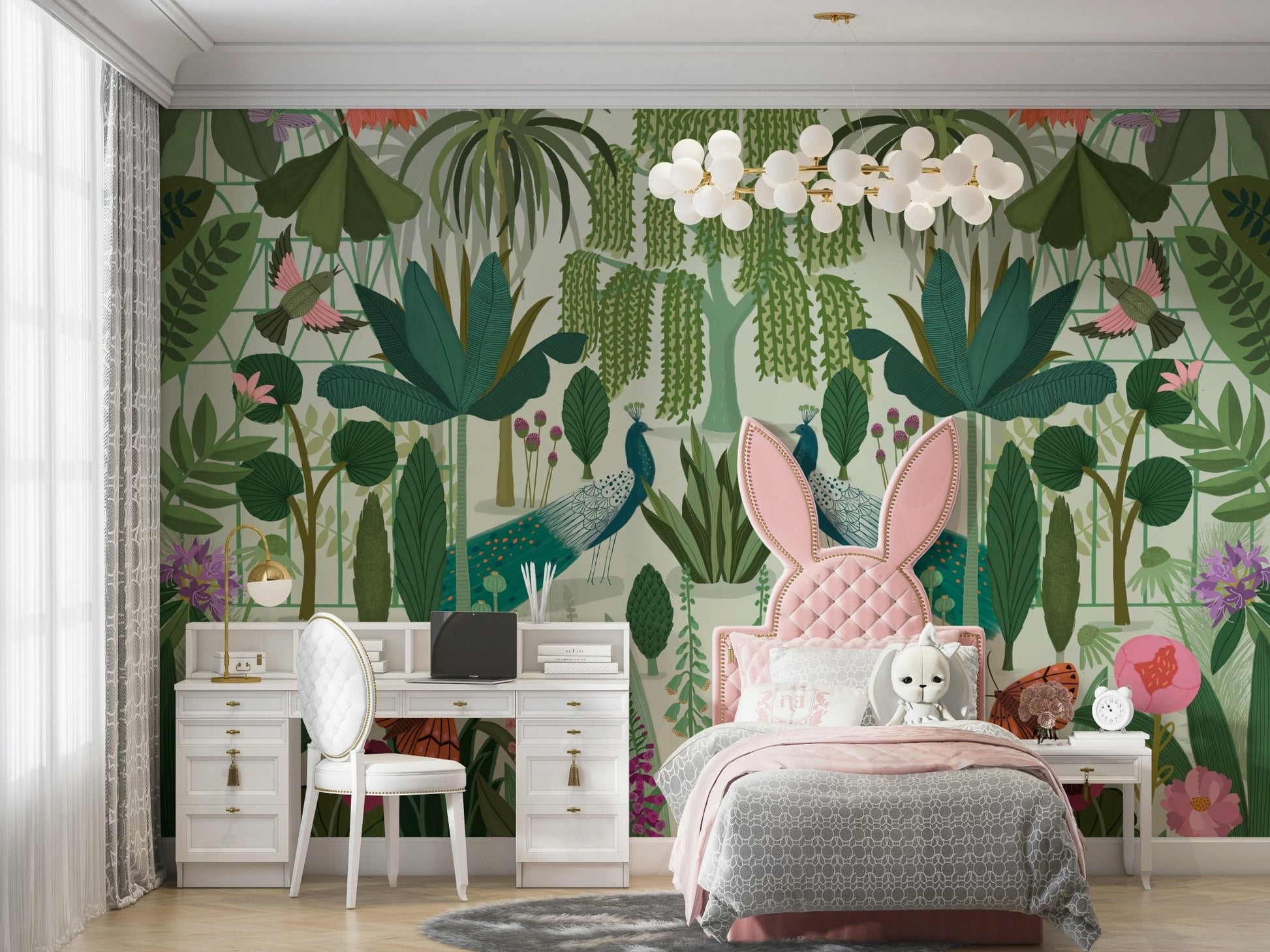 Elegant Parisian park landscape mural for interiors.

