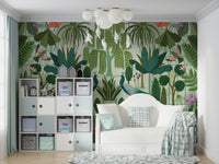 Peaceful park scene mural inspired by Parisian streets.

