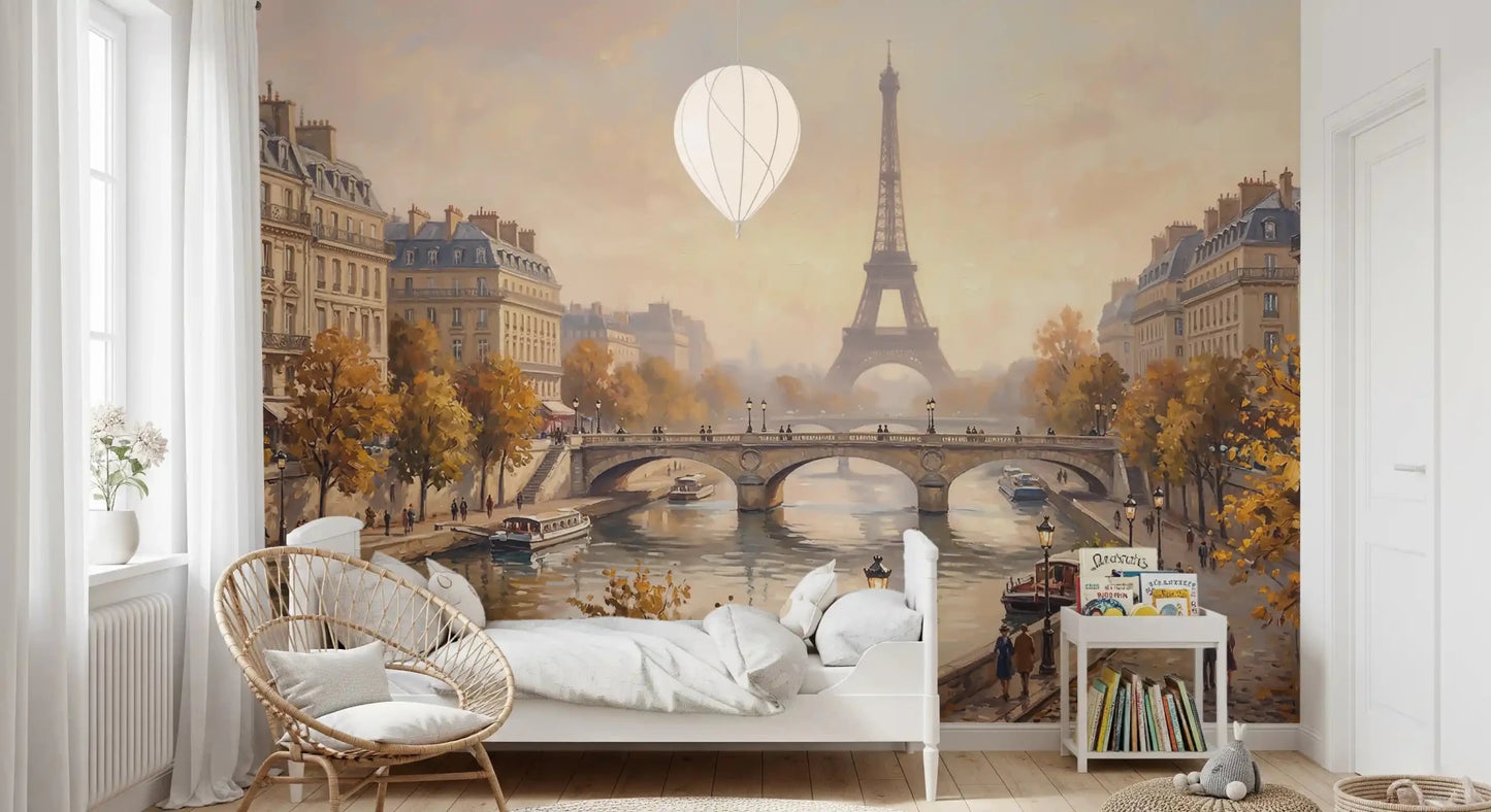 This Kids room is updated with the scenic Autumn Glow Wall Mural view., GD9105