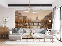 Detailed stone bridge illustration from the Autumn Glow cityscape Wall Mural., GD9105