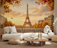 Hallway and study views show the wall mural transforming different spaces.