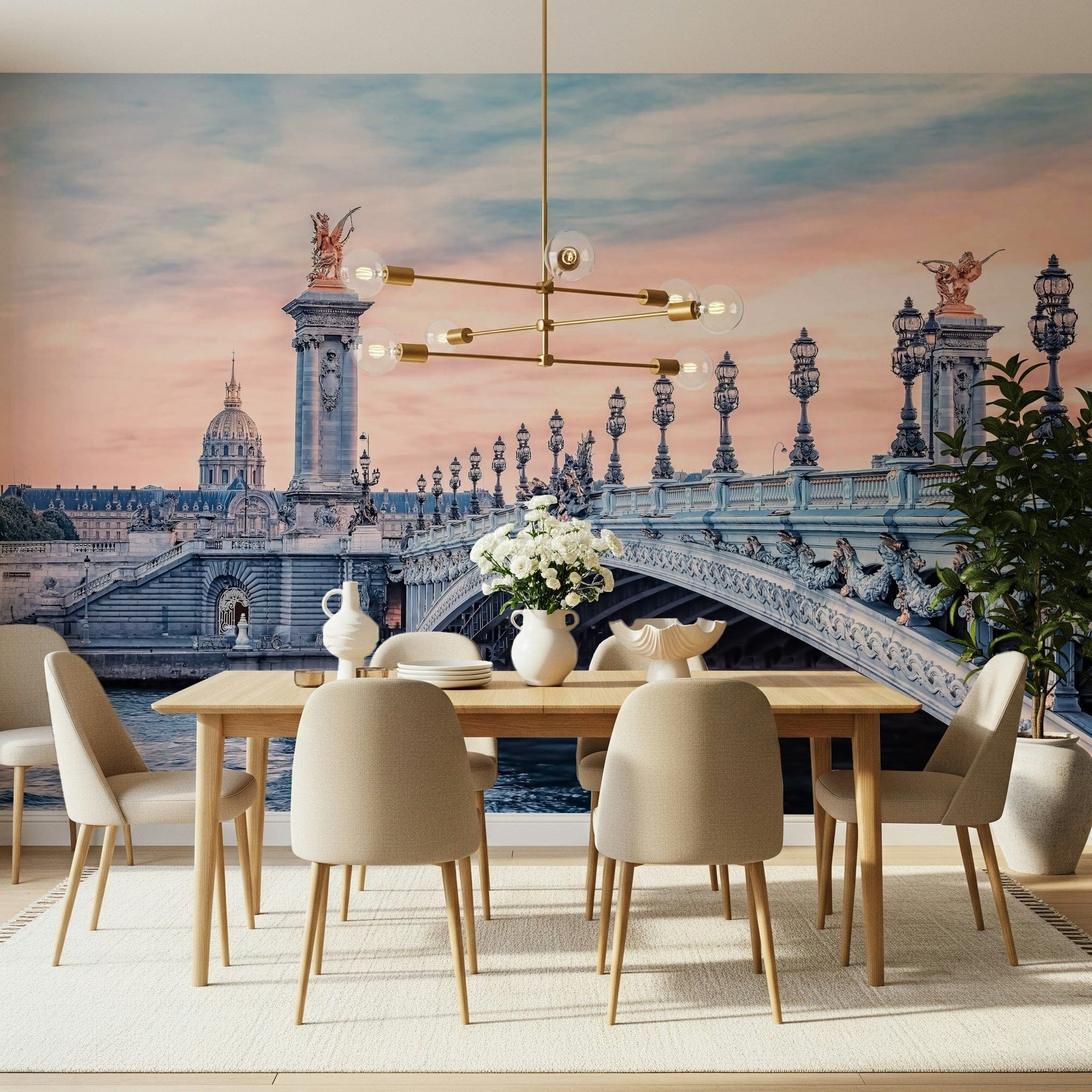 Parisian Bridge Dream wall mural showing an ornate arch over the Seine GD7385