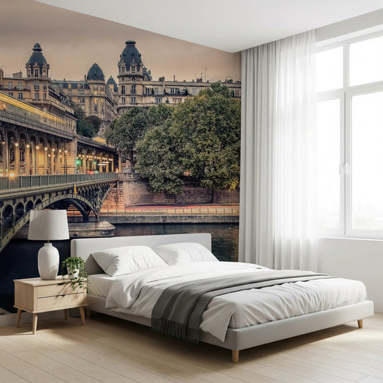 Parisian Bridge Lights Wall Mural for living room with city view., GD8297