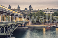 Sophisticated Parisian Bridge Lights Wall Mural for lounge area.