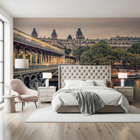 Parisian Bridge Lights Wall Mural for professional office décor.