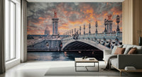 Home office focus benefits from Parisian Bridge Sunset wall mural depth