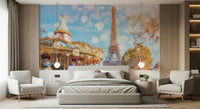Parisian Carousel Dream wallpaper mural displaying ornate carousel details.