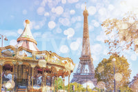 Aesthetic city view Parisian Carousel Dream wallpaper for walls.