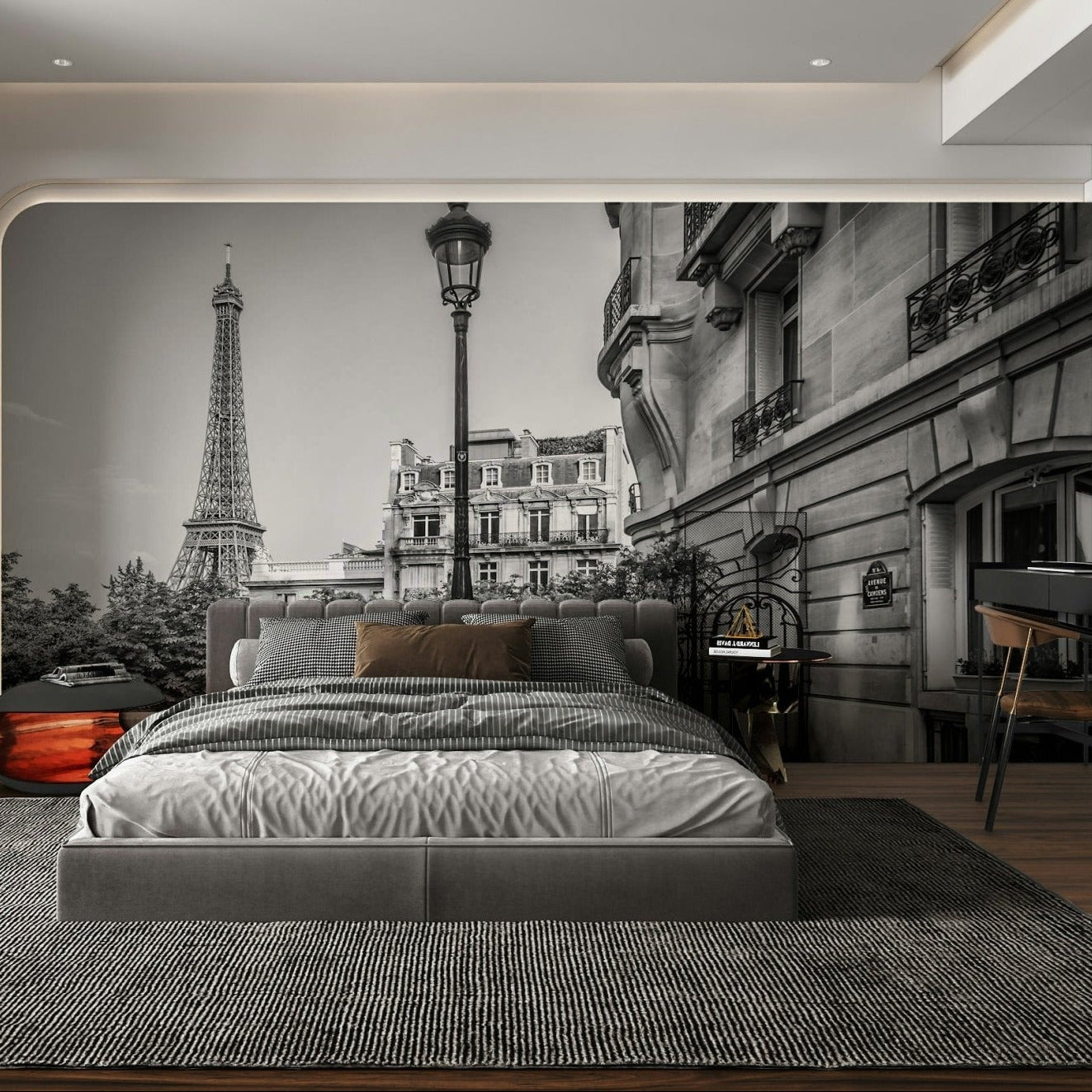 Wall mural capturing the quiet beauty of Paris in monochrome., GD1483