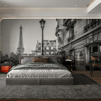 Wall mural capturing the quiet beauty of Paris in monochrome., GD1483