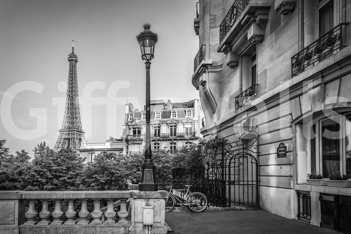 Timeless wall design with iconic Parisian visuals in black and white., GD1483