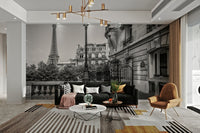 Black and white wall mural showcasing classic Parisian charm., GD1483