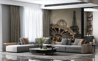 Parisian Dreamscape Wall Mural in soft sepia tones